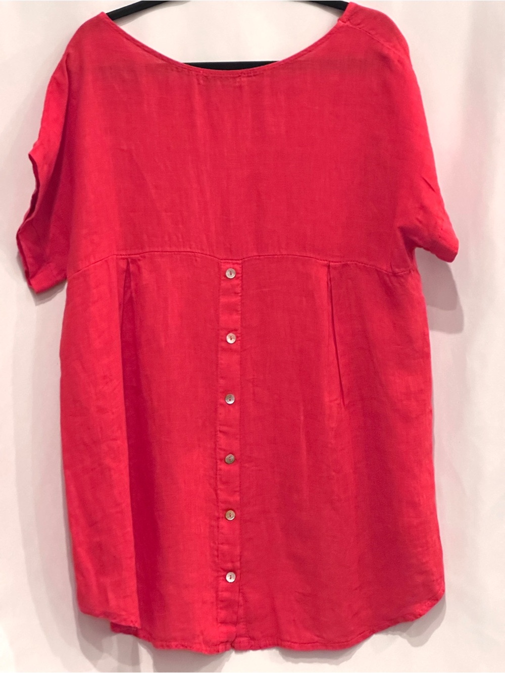 Terzo Millennio Made in Italy 100% Linen Tunic Top Size L Coral red - Picture 2 of 5